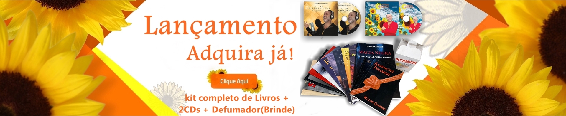 KIT DE LIVROS(13 LIVROS) DE WILLIAN GIRASSOL + 2CDS + DEFUMADOR(BRINDE)