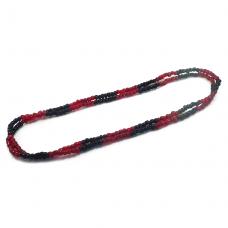 Guia Simples Mi&ccedil;ang&atilde;o Bi-Color Vermelho e Preto Cristal/Fosco(Exu e Pombo Gira)