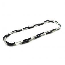 Guia Simples Mi&ccedil;anguinha Bi-Color Preto e Branco Fosco/Cristal(Preto Velho/Obalua&ecirc;)