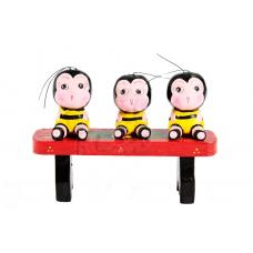 Trio de Abelhas Sentada no Banco 13x10CM