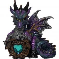 Pequeno Drag&atilde;o Lilas em Resina 15 CM