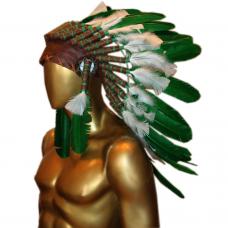 Penacho &Iacute;ndio Americano M&eacute;dio - Verde e Branco