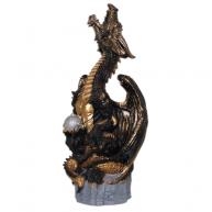 Incens&aacute;rio Drag&atilde;o Alado Preto Com Dourado Resina 40 CM