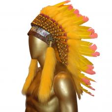 Penacho �ndio Americano M�dio - Bi-color Amarelo e Rosa