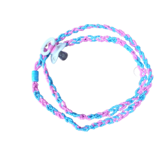 Braj&aacute; 3 Fios Tran&ccedil;ados Bicolor - Rosa e Azul - Com Chupeta (Er&ecirc;)