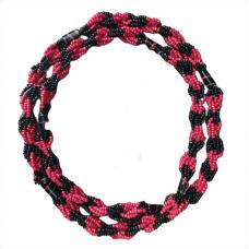 Braj&aacute; 7 Fios Transpassado - Preto e Vermelho Fosco C\7 Firmas (Exu e Pombo Gira)