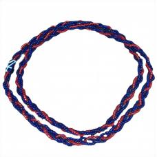 Braj&aacute; 3 Fios Transpassados Bicolor Azul Cristal e Vermelho  Cristal Com 1 Firma