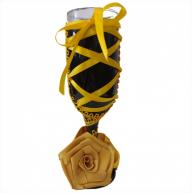 Ta&ccedil;a Decorada com Tecido - Preta com Amarelo e Rosa Dourada