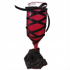 Ta&ccedil;a Decorada com Tecido - Vermelha com Rosa Preta