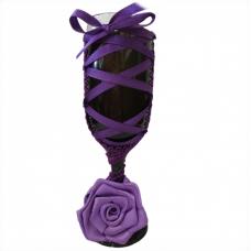 Ta&ccedil;a Decorada com Tecido - Preta com Rosa Roxa