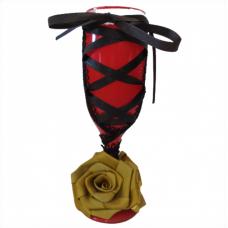 Ta&ccedil;a Decorada com Tecido - Vermelho  com Preto e Rosa Dourada