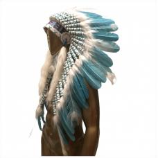 Penacho &Atilde;�&Acirc;�ndio  Americano Grande - Azul Tiffany Com Penas De Pav&Atilde;�&Acirc;&pound;o Branco