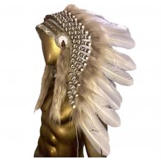 Penacho �ndio Americano M�dio - Branco e Areia