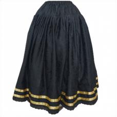 Saia Feminina Jacquard Estampada Preta Com Acabamento Dourado