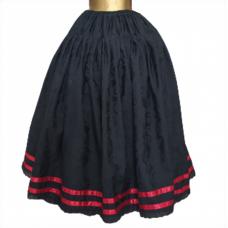 Saia Feminina Jacquard Estampada Preta Com Acabamento Vermelho