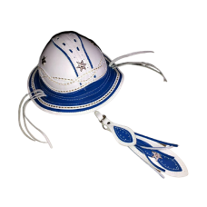 Chap&eacute;u De Couro Cangaceiro Branco Com Azul