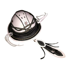 Chap&eacute;u De Couro Cangaceiro Branco Com Preto