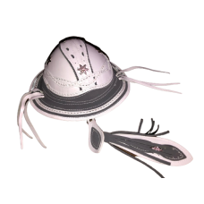 Chap&eacute;u De Couro Cangaceiro Branco Com Cinza