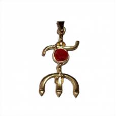 Pingente Tridente de Pombo Gira Com Flor (Dourado)