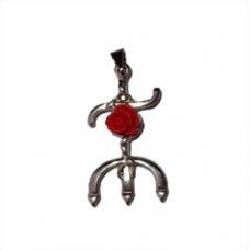 Pingente Tridente de Pombo Gira Com Flor (Prata)