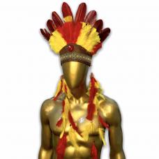 Cocar Pequeno Amarelo Com Vermelho