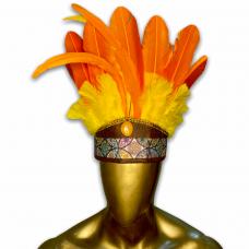 Cocar Pequeno Amarelo Com Laranja