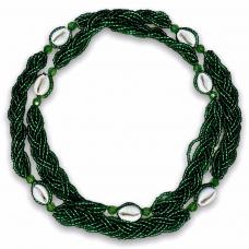 Braj&aacute; 7 Fios Transpassado - Verde Cristal C\14 B&uacute;zios (Ox&oacute;ssi)