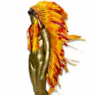 Penacho &Iacute;ndio Americano Ex-Grande Amarelo Com Laranja