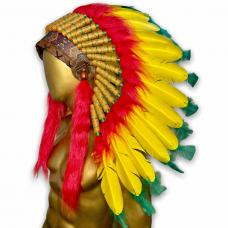 Penacho &Iacute;ndio Americano Pequeno - Amarelo Com Verde