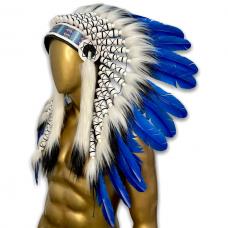 Penacho &Iacute;ndio Americano M&eacute;dio Azul Royal