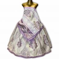 Conjunto Feminino Jacquard Dupla Face Estampado Branco e Roxo