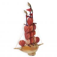 Barco De Conchas Vermelha 39cm
