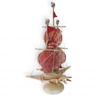 Barco De Conchas Vermelha 23cm