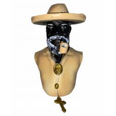 Incens&aacute;rio Cascata Busto Preto Velho Em Resina 13 Cm