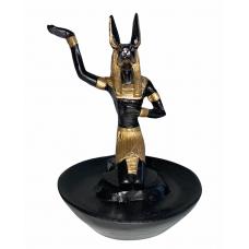 Incens&aacute;rio Cascata Resina M&iacute;stica An&uacute;bis de Joelho Preto 12 Cm