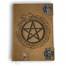 Grim&oacute;rio Marrom com Drag&atilde;o e Pentagrama (125 Folhas Brancas)