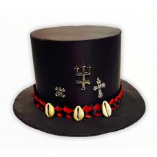 Cartola Alta Aveludada Preta Com Faixa Vermelha C/ Preto (Mod.14)