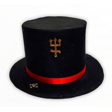 Cartola Alta Aveludada Preta Com Faixa Vermelha (Mod.13)