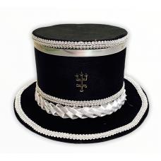 Cartola Alta Aveludada Preta Com Faixa Branca (Mod.4)