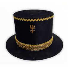 Cartola Alta Aveludada Preta Com Faixa Dourada (Mod.8)