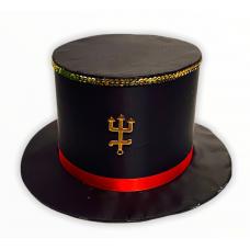 Cartola Alta Preta Com Faixa Dourada e Vermelha (Mod.10)