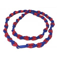 Braj&aacute; com 7 fios e 7 firmas Transpassado Azul com Vermelho (mi&ccedil;anga fosca)