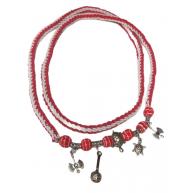 Chicote Personalizado Branco E Vermelho Fosco Com Pingentes