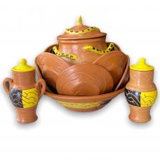 Jogo de Ib&aacute; Marajoara Formato de Cobra (Amarelo e Preto) Oxumar&ecirc;