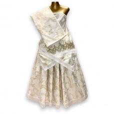 Conjunto Feminino Jacquard Com Fio Dourado (Branco Com Dourado Estampado)