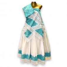 Conjunto Feminino Jacquard (Azul Com Branco Estampado)