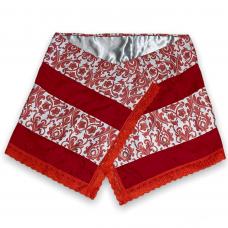 Pano da Costa Jacquard (Vermelho Estampado) Com Guipir