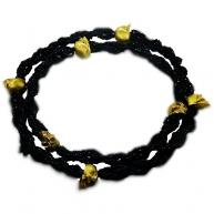 Braj&aacute; 7 Fios Transpassado - Preto Fosco C\7 Firmas de Caveiras Douradas(Exu)