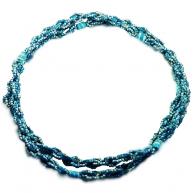 Braj&aacute; 4 Fios Transpassado - Bi-Color Azul e Branco Fosco C\7 Firmas(Povo do Mar)